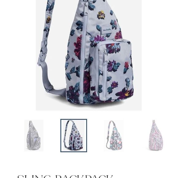 Vera Bradley Blue Floral Sling Backpack- ReActive - Picture 4 of 4